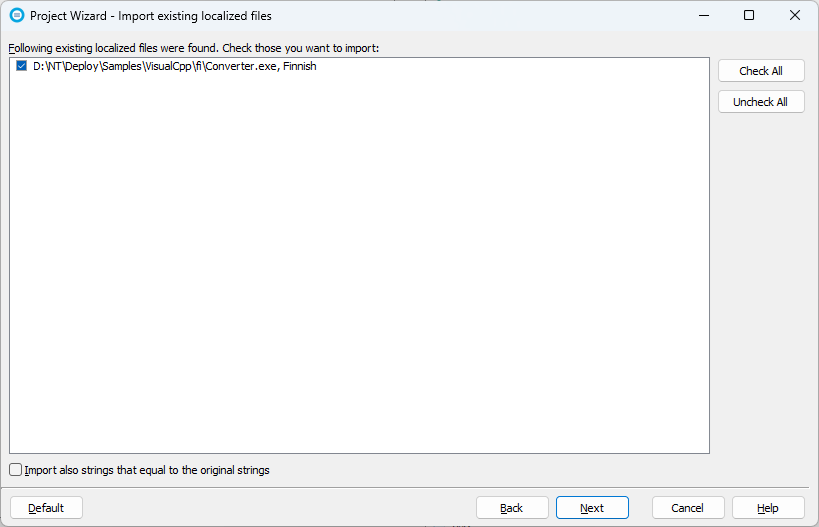 Delphi options sheet of Project Wizard