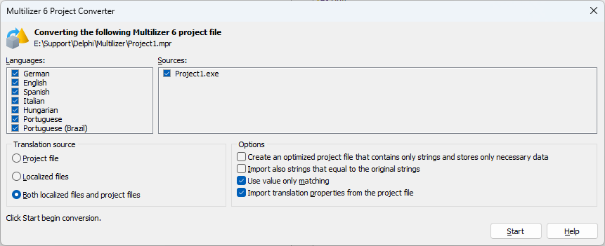 Converting a Multilizer project