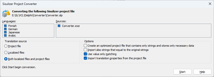 Converting a Sisulizer project